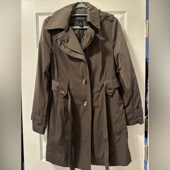 London Fog Women’s Trench Coat with Hood, Truffle, Medium - Picture 1 of 6